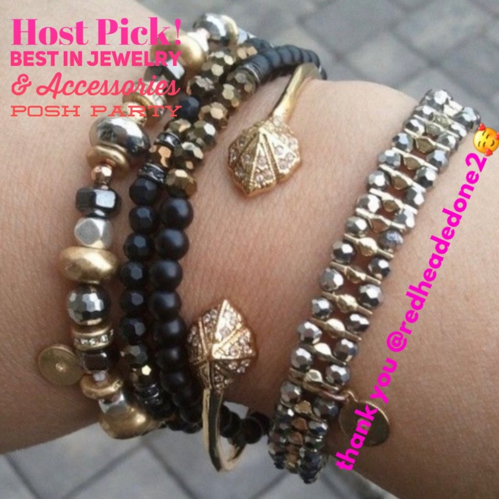 Stella & Dot | Dainty Grey + Gold Hematite Phoebe Bracelet
